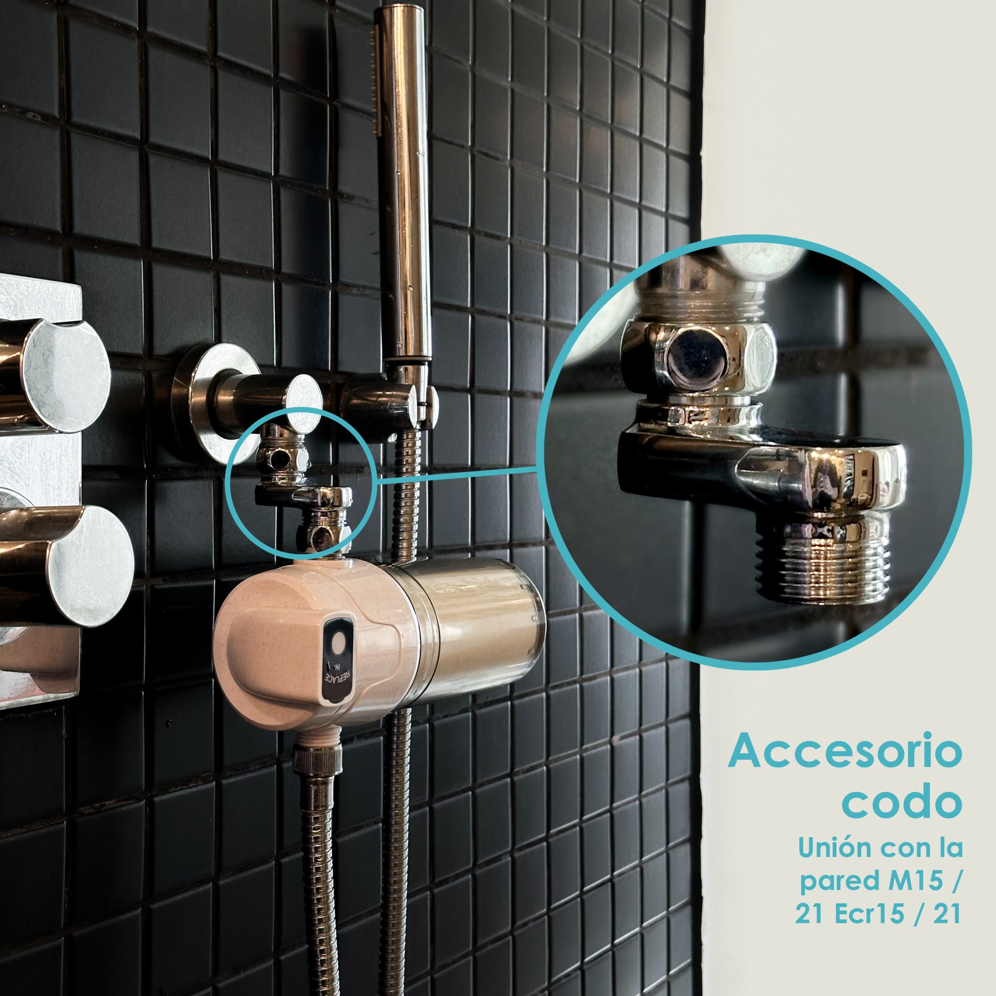 Filtre de douche remplaçable 50 000 L. De l'eau filtrée sans chlore dans votre douche Filtre de douche remplaçable 50 000 L. De l'eau filtrée sans chlore dans votre douche