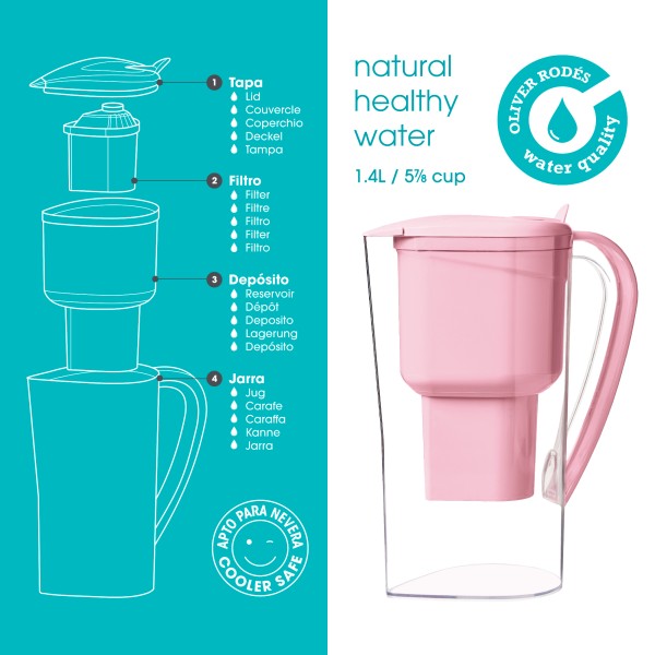 Alkanatur Drops Solidarity Pink Zeolite Clinoptilolite Jug with 1 filter