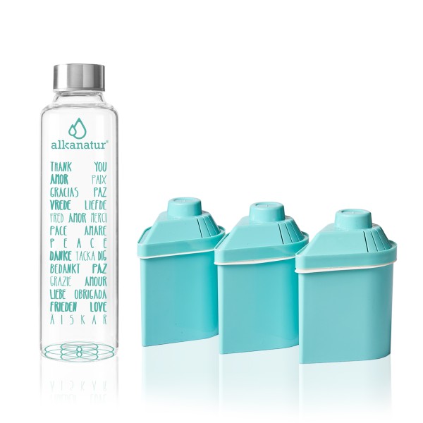 Pack of Alkanatur Drops filters and Borosilicate Bottle