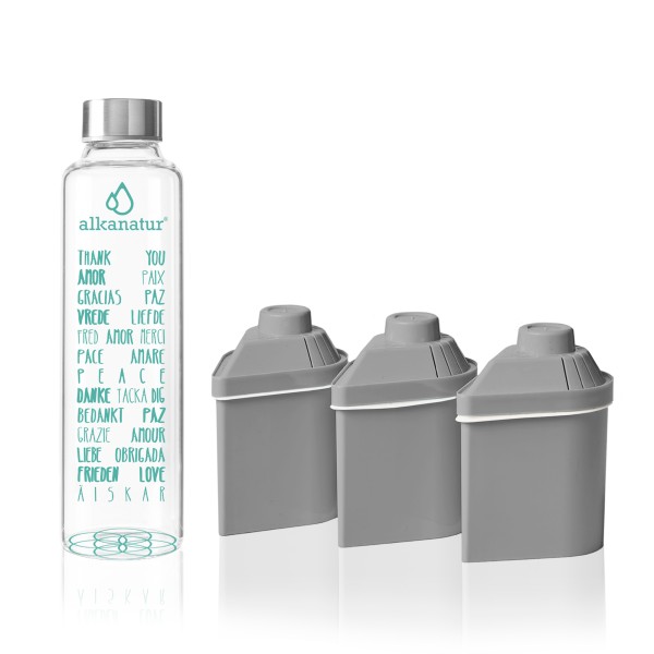 Pack de Filtros Alkanatur Drops con botella de borosilicato