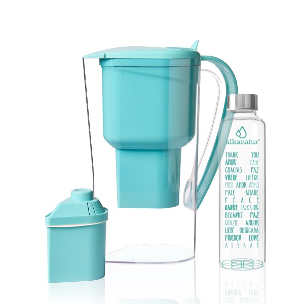 Carafe Alkanatur Drops avec bouteille en borosilicate