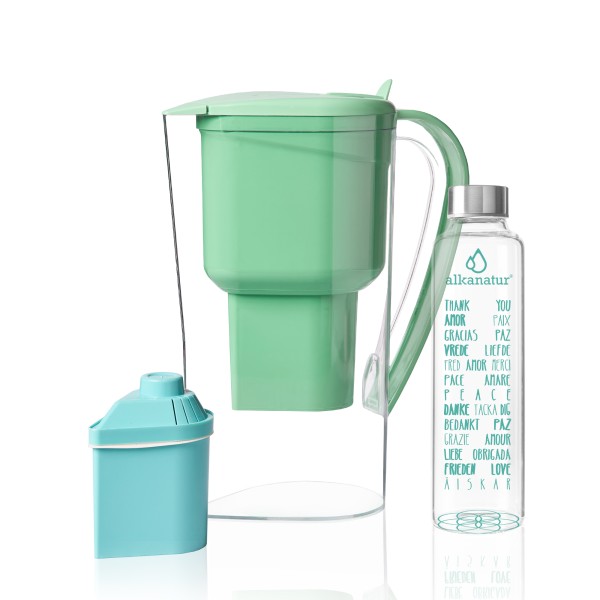 Carafe Alkanatur Drops avec bouteille en borosilicate